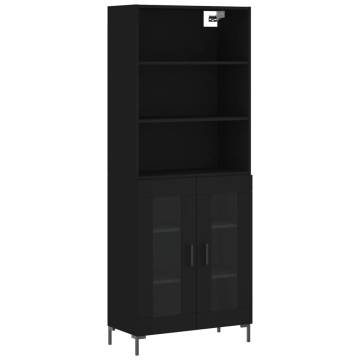 Elegant Black Highboard - 69.5x34x180 cm Engineered Wood