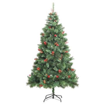 240 cm Artificial Hinged Christmas Tree with Cones & Berries