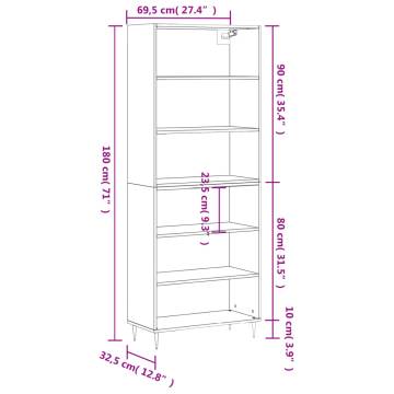 Stylish Highboard Black 69.5x32.5x180 cm - Hipomarket