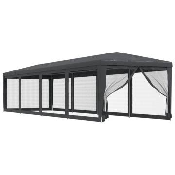 Party Tent with 10 Mesh Sidewalls Anthracite 3x12m - HDPE
