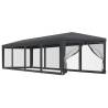 Party Tent with 10 Mesh Sidewalls Anthracite 3x12m - HDPE