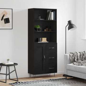 Stylish Highboard Black 69.5x34x180 cm - Elegant Furniture