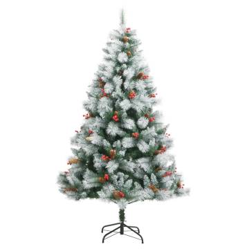 240 cm Artificial Hinged Christmas Tree with Cones & Berries