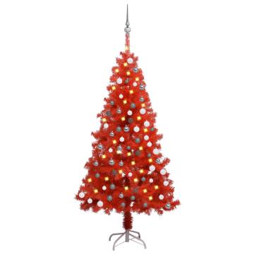 Artificial Pre-lit Christmas Tree with Ball Set - 150 cm Red