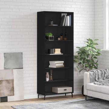 Stylish Highboard Black - 69.5x32.5x180 cm Engineered Wood