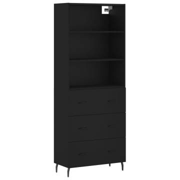 Stylish Highboard in Black - 69.5x34x180 cm Engineered Wood