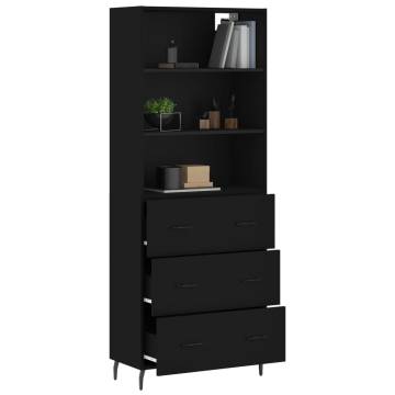 Stylish Highboard in Black - 69.5x34x180 cm Engineered Wood