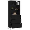 Stylish Highboard in Black - 69.5x34x180 cm Engineered Wood