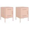 Industrial Pink Bedside Cabinets - 2 pcs Steel (36x39x50.5 cm)