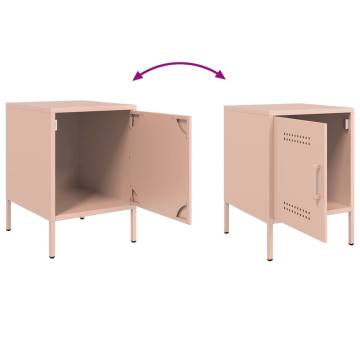 Industrial Pink Bedside Cabinets - 2 pcs Steel (36x39x50.5 cm)