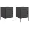 Industrial Style Bedside Cabinets - 2 pcs Black Steel