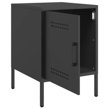 Industrial Style Bedside Cabinets - 2 pcs Black Steel