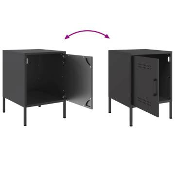 Industrial Style Bedside Cabinets - 2 pcs Black Steel