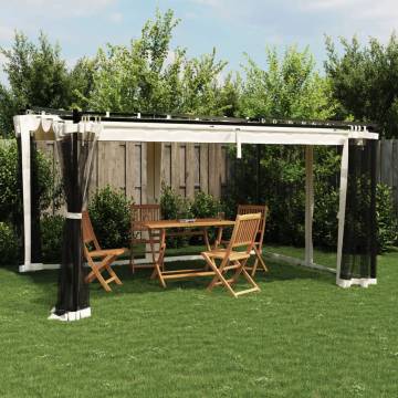 Gazebo with Mesh Walls Cream 4x3m Steel | Hipo Market