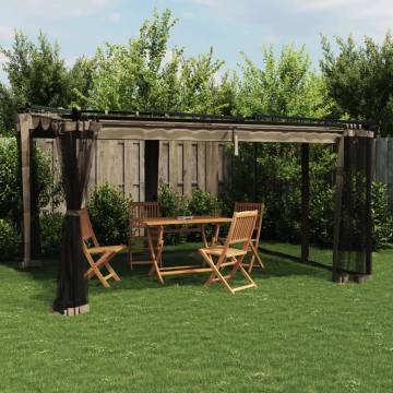 Gazebo with Mesh Walls Taupe 4x3 m Steel - Durable & Stylish