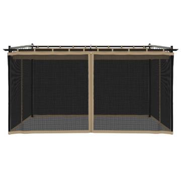 Gazebo with Mesh Walls Taupe 4x3 m Steel - Durable & Stylish