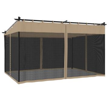 Gazebo with Mesh Walls Taupe 4x3 m Steel - Durable & Stylish