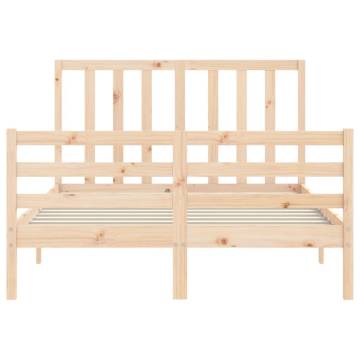 Small Double Bed Frame with Headboard - Solid Wood | HipoMarket