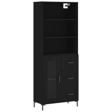 Stylish Highboard in Black | 69.5x34x180 cm Engineered Wood