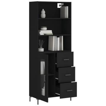 Stylish Highboard in Black | 69.5x34x180 cm Engineered Wood