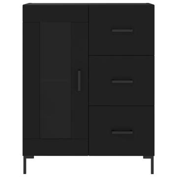 Stylish Highboard in Black | 69.5x34x180 cm Engineered Wood