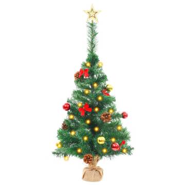 Artificial Pre-lit Christmas Tree with Baubles - 64 cm Green