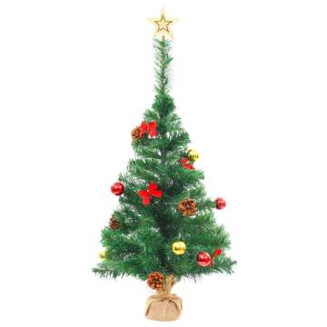 Artificial Pre-lit Christmas Tree with Baubles - 64 cm Green