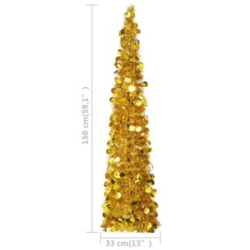 Pop-up Artificial Christmas Tree Gold 150 cm | Hipo Market