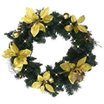 LED Christmas Wreath - Green 60 cm PVC for Holiday Cheer