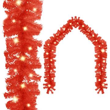 Christmas Garland with LED Lights - 10m Red | Hipo Market