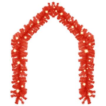 Christmas Garland with LED Lights - 10m Red | Hipo Market