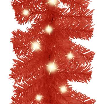 Christmas Garland with LED Lights - 10m Red | Hipo Market