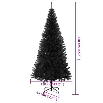 Black Artificial Christmas Tree 210 cm PVC | HipoMarket