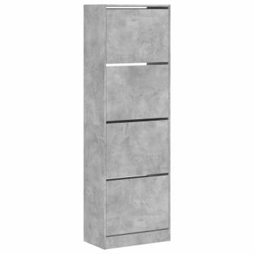 Shoe Cabinet with 4 Flip-Drawers - Concrete Grey 60x34x187.5 cm