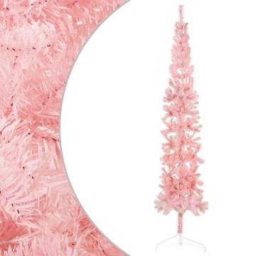 Slim Pink Half Christmas Tree 240 cm - Space-Saving Decoration