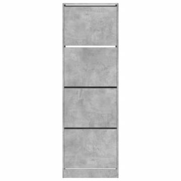 Shoe Cabinet with 4 Flip-Drawers - Concrete Grey 60x34x187.5 cm