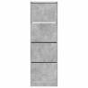 Shoe Cabinet with 4 Flip-Drawers - Concrete Grey 60x34x187.5 cm