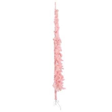 Slim Pink Half Christmas Tree 240 cm - Space-Saving Decoration