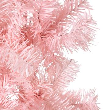 Slim Pink Half Christmas Tree 240 cm - Space-Saving Decoration