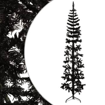 Slim Artificial Half Christmas Tree - Black 240 cm