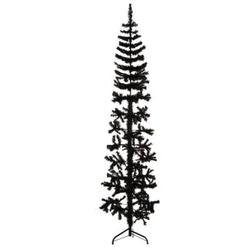 Slim Artificial Half Christmas Tree - Black 240 cm