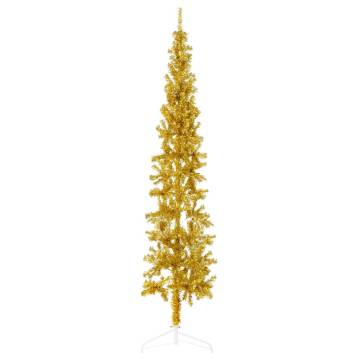 Slim Artificial Half Christmas Tree - Gold 210 cm | HiPo Market