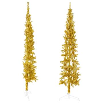 Slim Artificial Half Christmas Tree - Gold 210 cm | HiPo Market