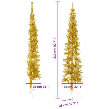 Slim Artificial Half Christmas Tree - Gold 210 cm | HiPo Market