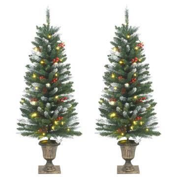 Artificial Christmas Trees - 2 pcs 100 LEDs 120 cm Green & White