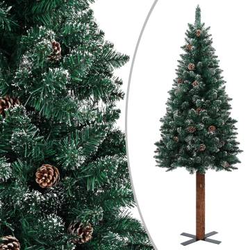 Slim Christmas Tree with Real Wood & Snow - 150 cm | Hipomarket