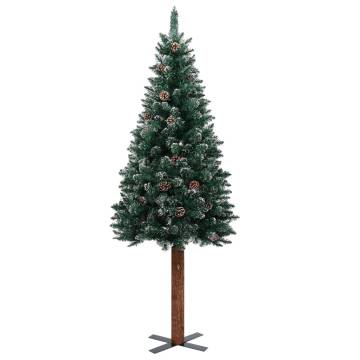 Slim Christmas Tree with Real Wood & Snow - 150 cm | Hipomarket