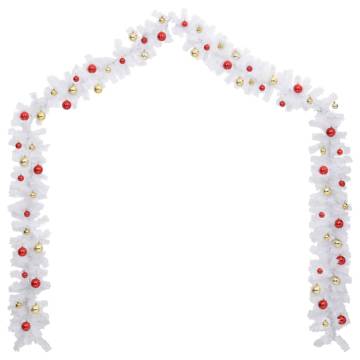 Christmas Garland Decorated with Baubles - 10m White