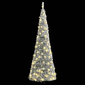 Artificial Christmas Tree Pop-up Flocked Snow 210 cm with 200 LEDs