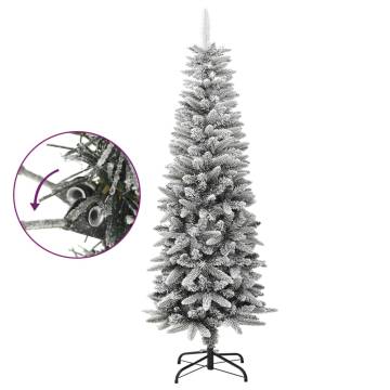 Artificial Slim Christmas Tree with Flocked Snow - 150 cm